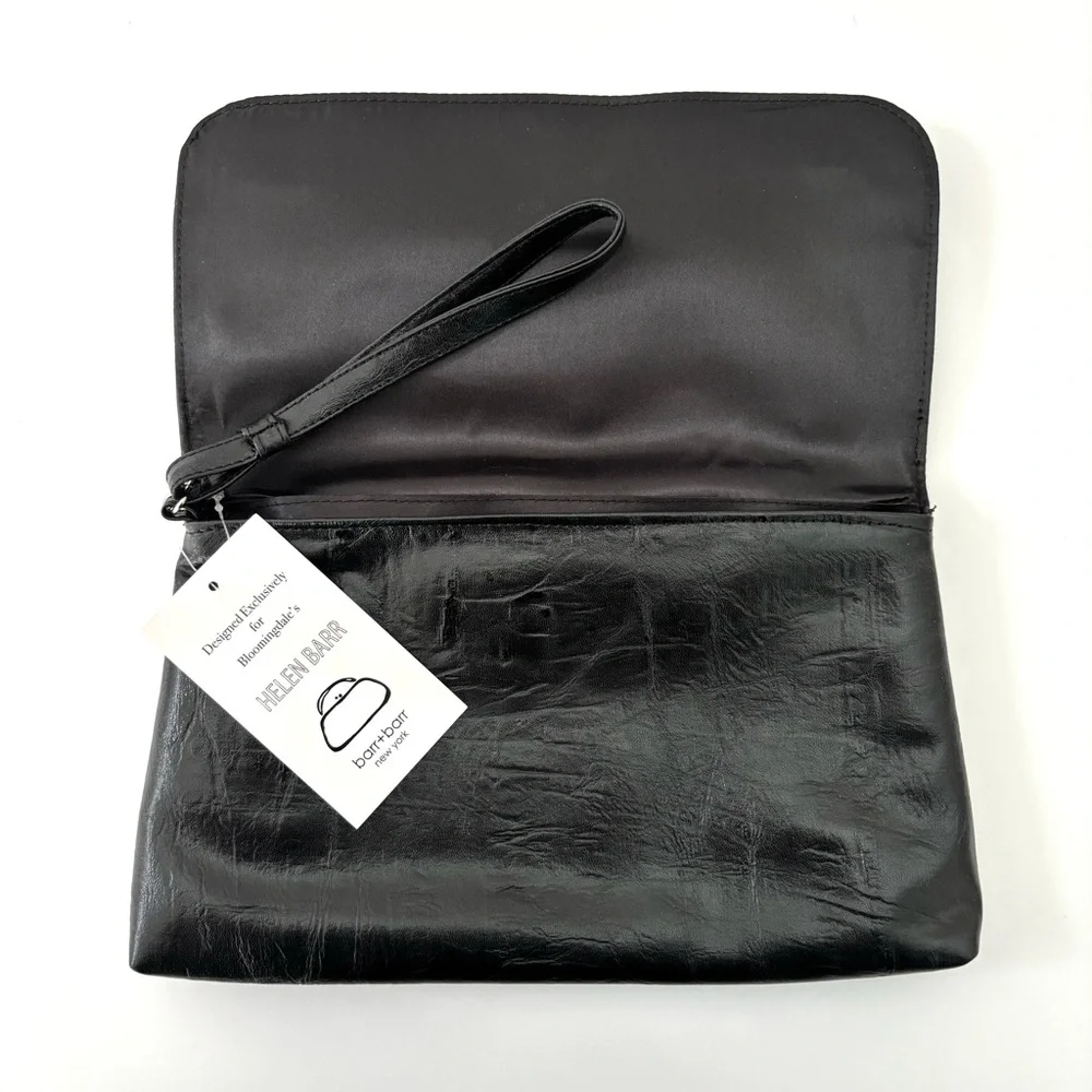 Barr + Barr X Bloomingdale’s Black Bow Clutch NWT Vegan Wristlet Coquette